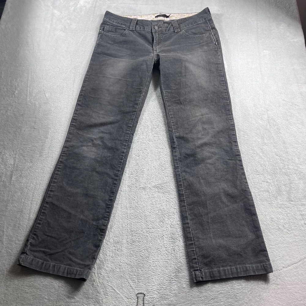 prAna Kara Corduroy Pants Womens 10 Regular Gray Fine Wale Straight Slim Leg